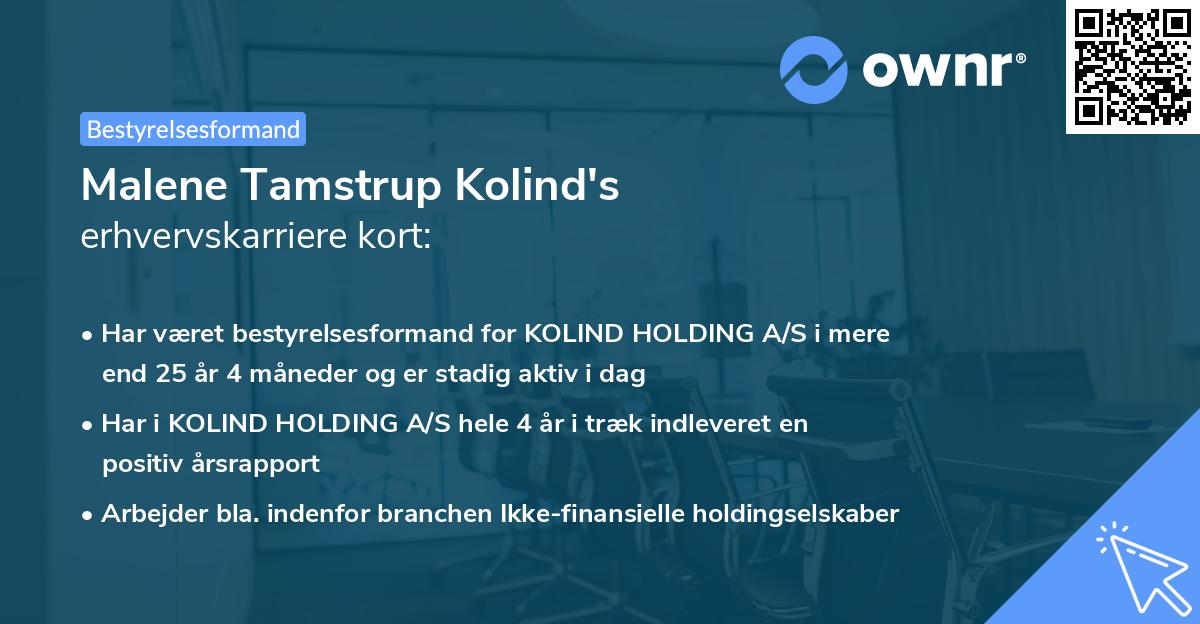 Malene Tamstrup Kolind's erhvervskarriere kort
