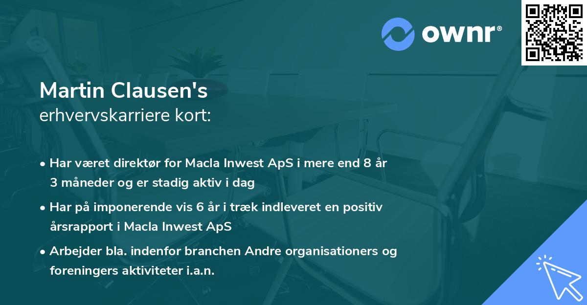 Martin Clausen's erhvervskarriere kort