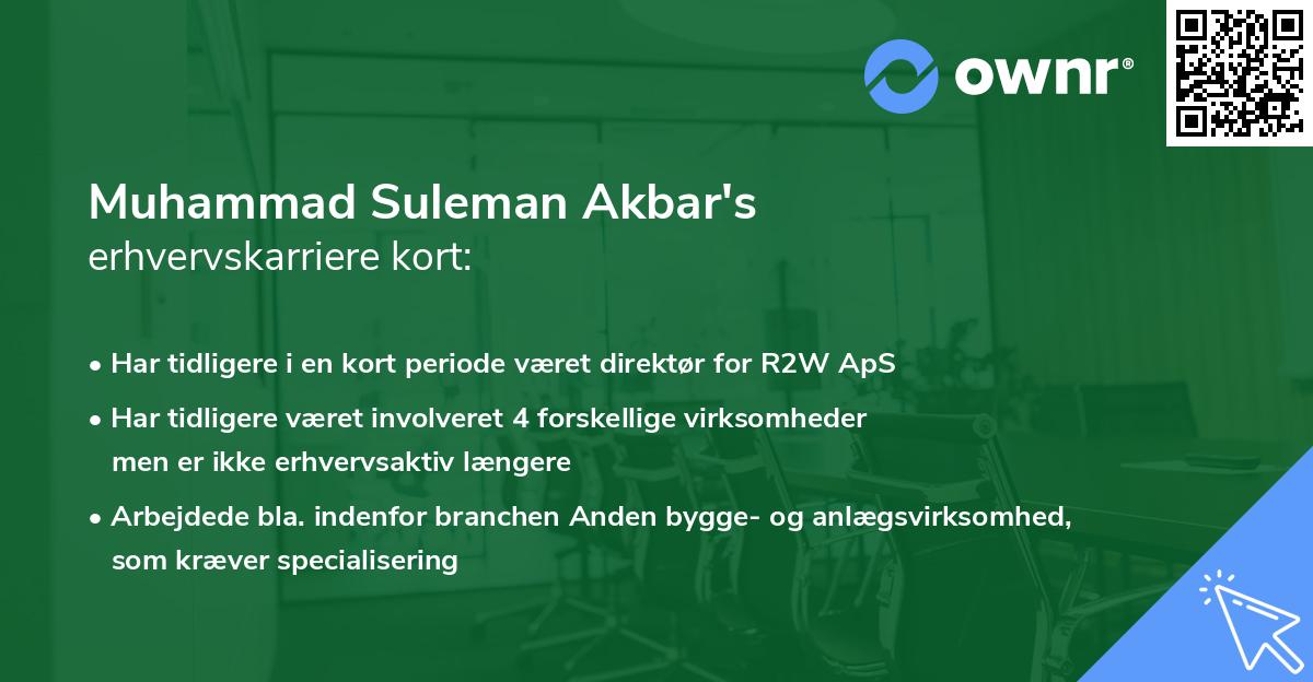 Muhammad Suleman Akbar's erhvervskarriere kort