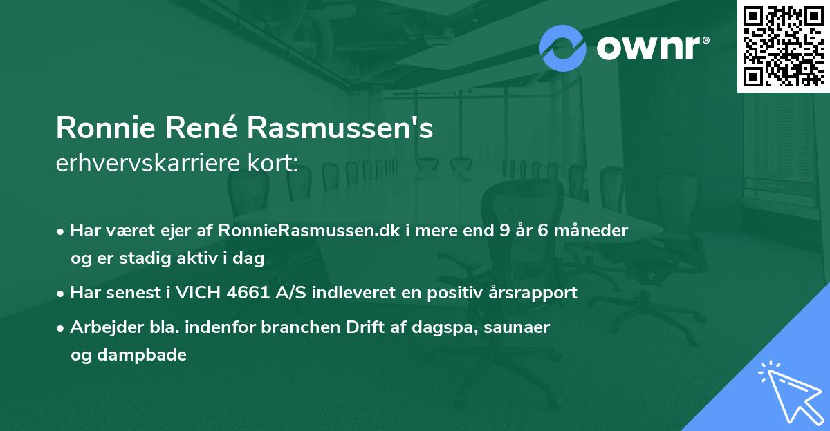 Ronnie René Rasmussen's erhvervskarriere kort