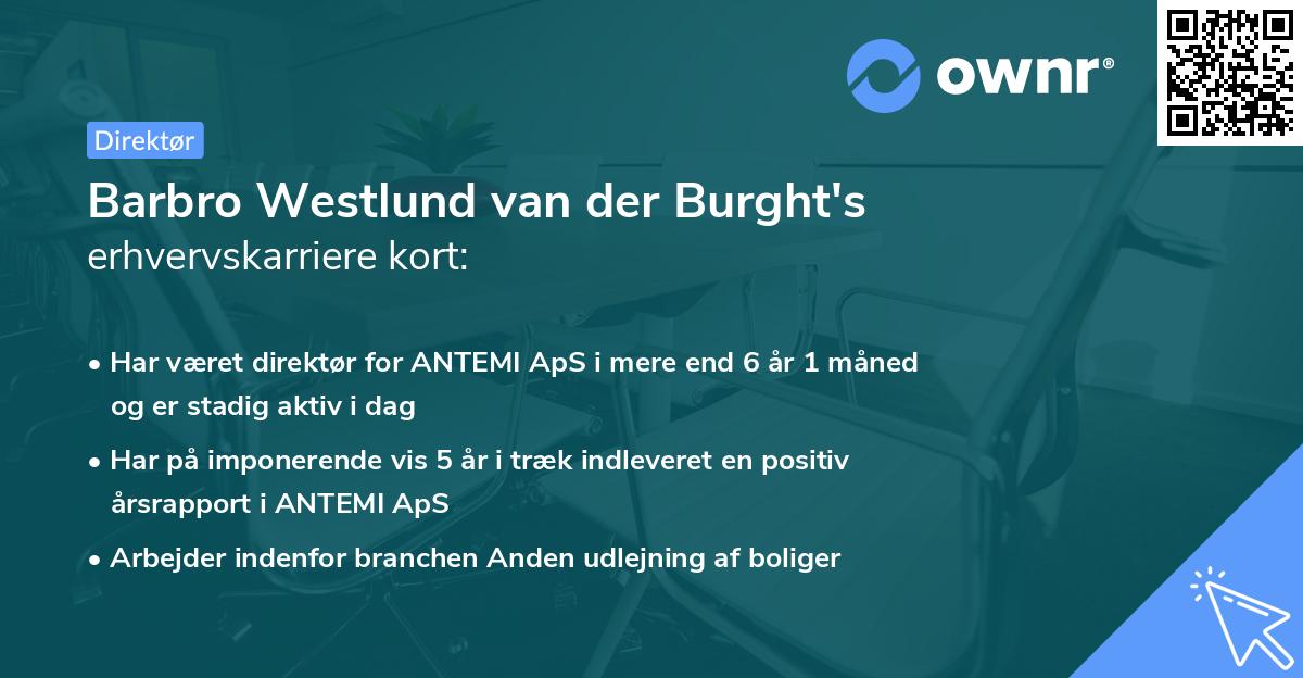 Barbro Westlund van der Burght's erhvervskarriere kort