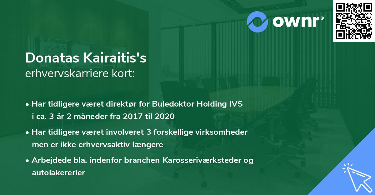 Donatas Kairaitis's erhvervskarriere kort