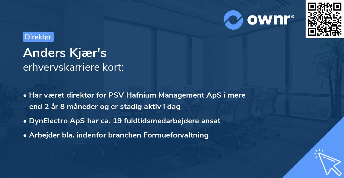 Anders Kjær's erhvervskarriere kort