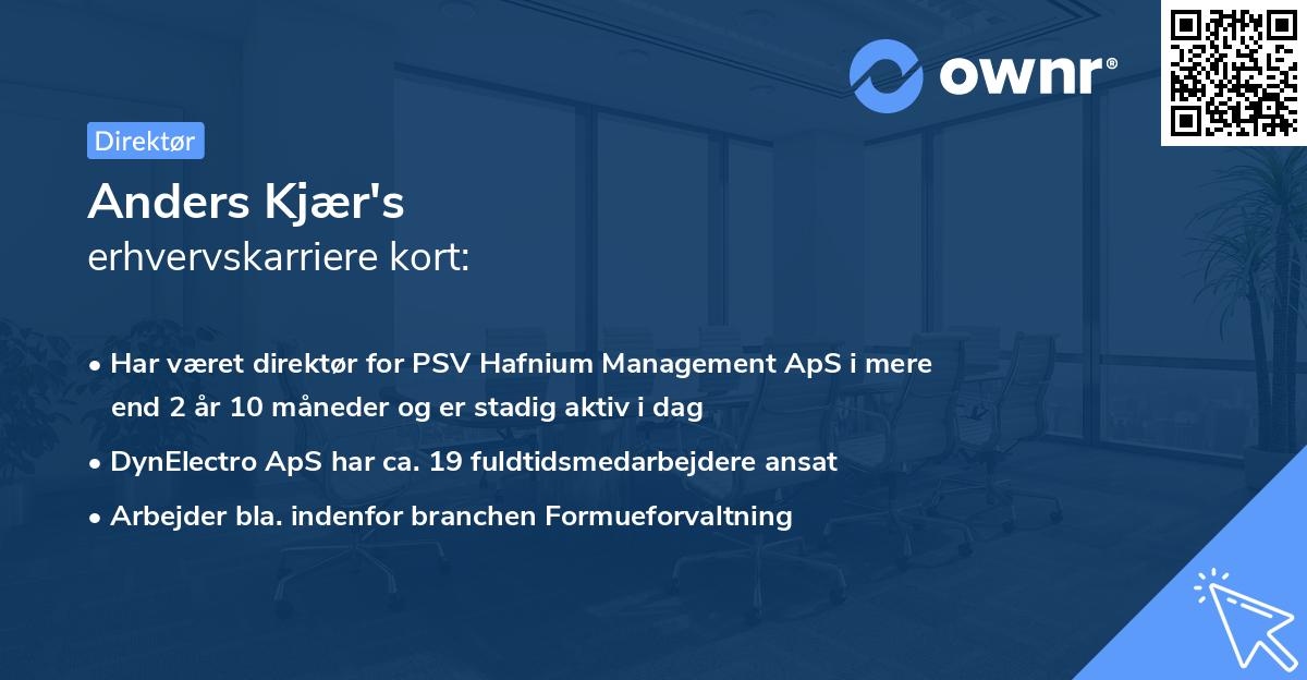 Anders Kjær's erhvervskarriere kort