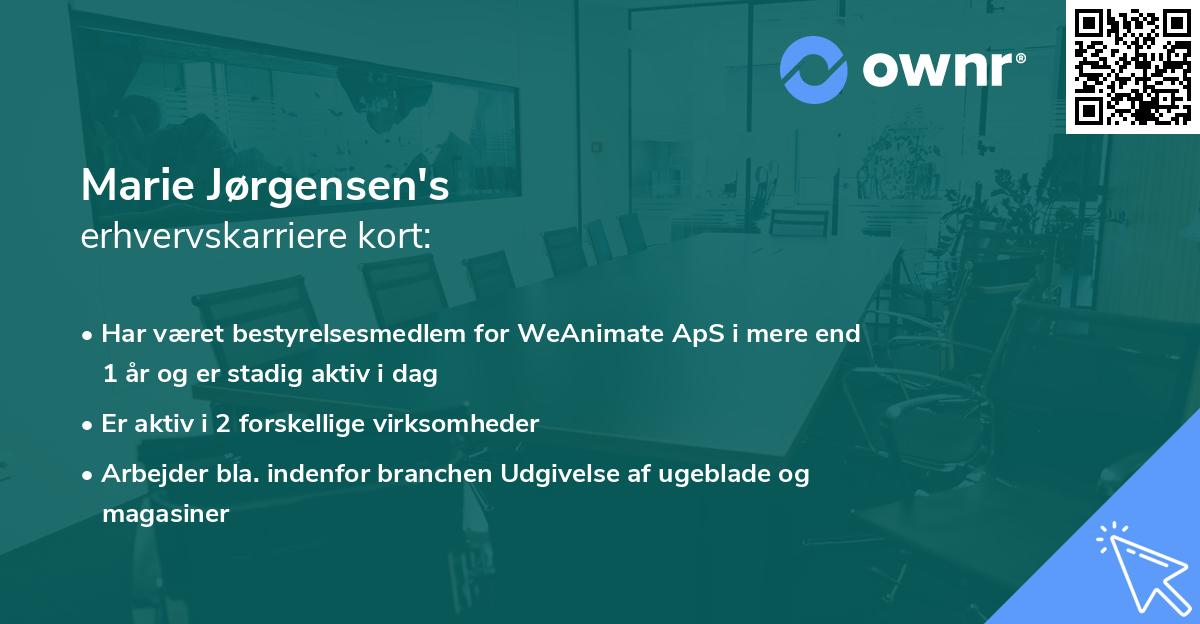 Marie Jørgensen's erhvervskarriere kort