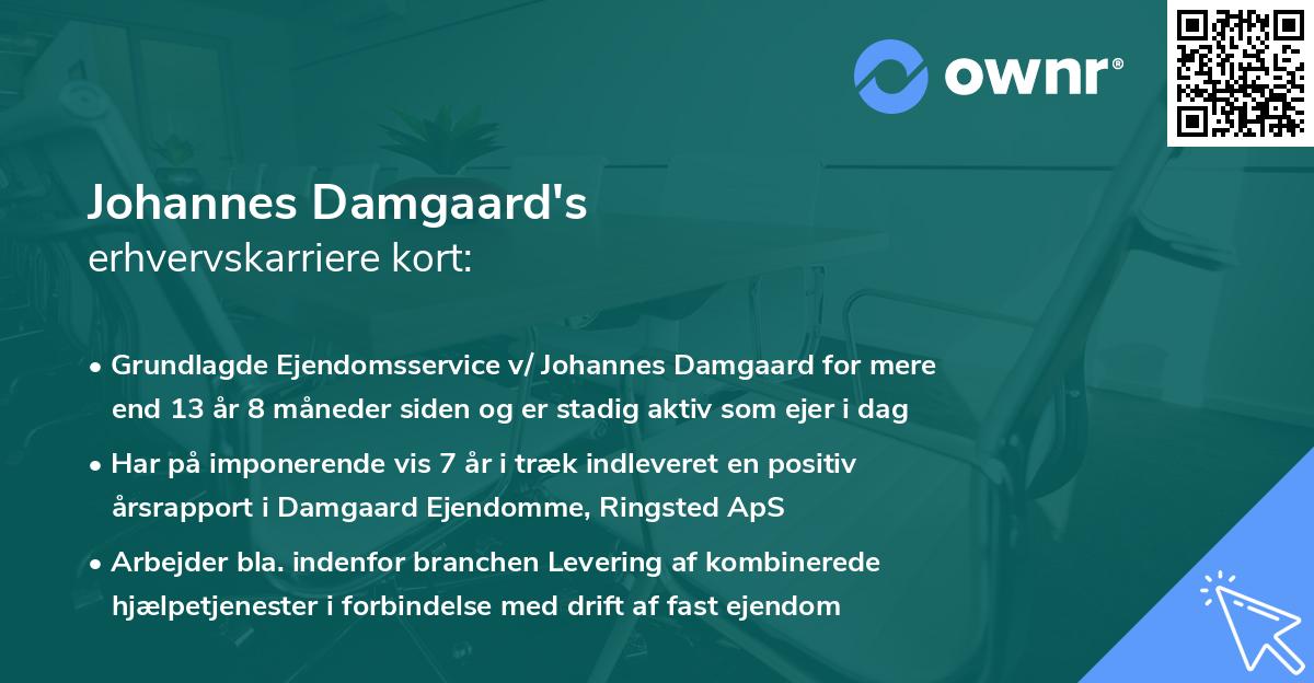 Johannes Damgaard's erhvervskarriere kort