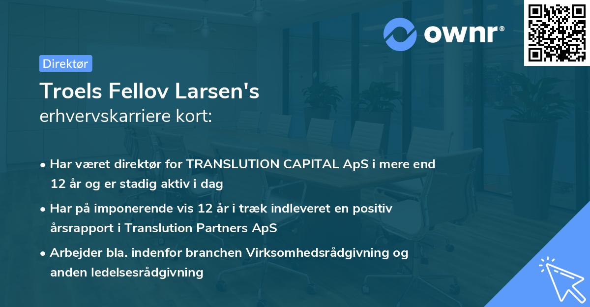 Troels Fellov Larsen's erhvervskarriere kort