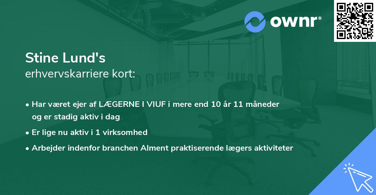 Stine Lund's erhvervskarriere kort