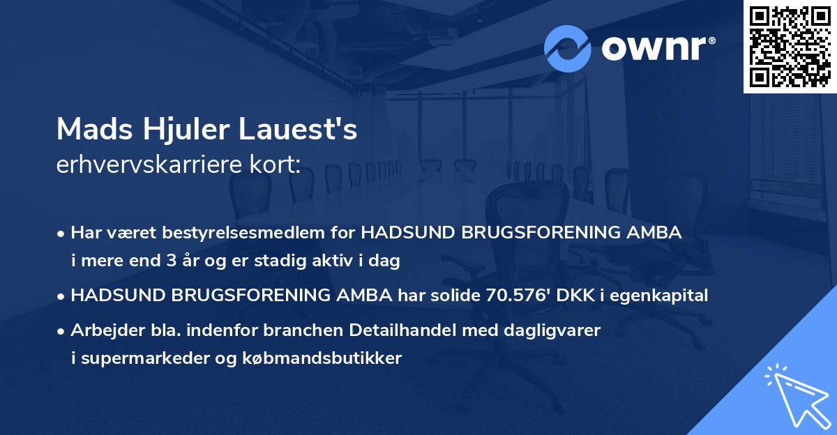 Mads Hjuler Lauest's erhvervskarriere kort