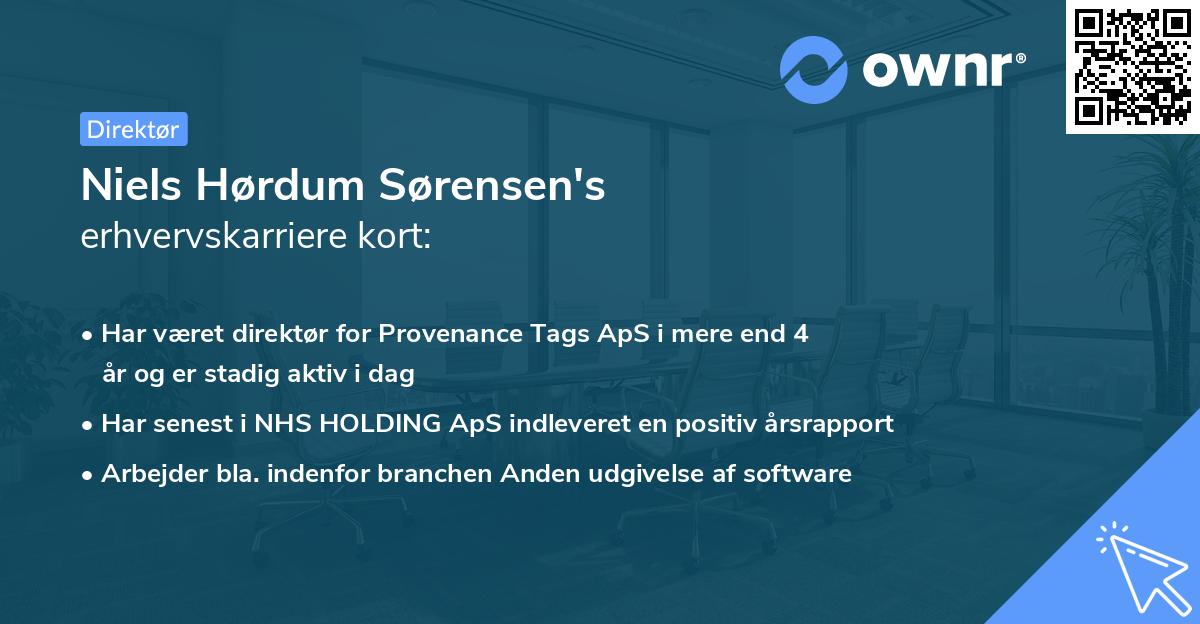 Niels Hørdum Sørensen's erhvervskarriere kort