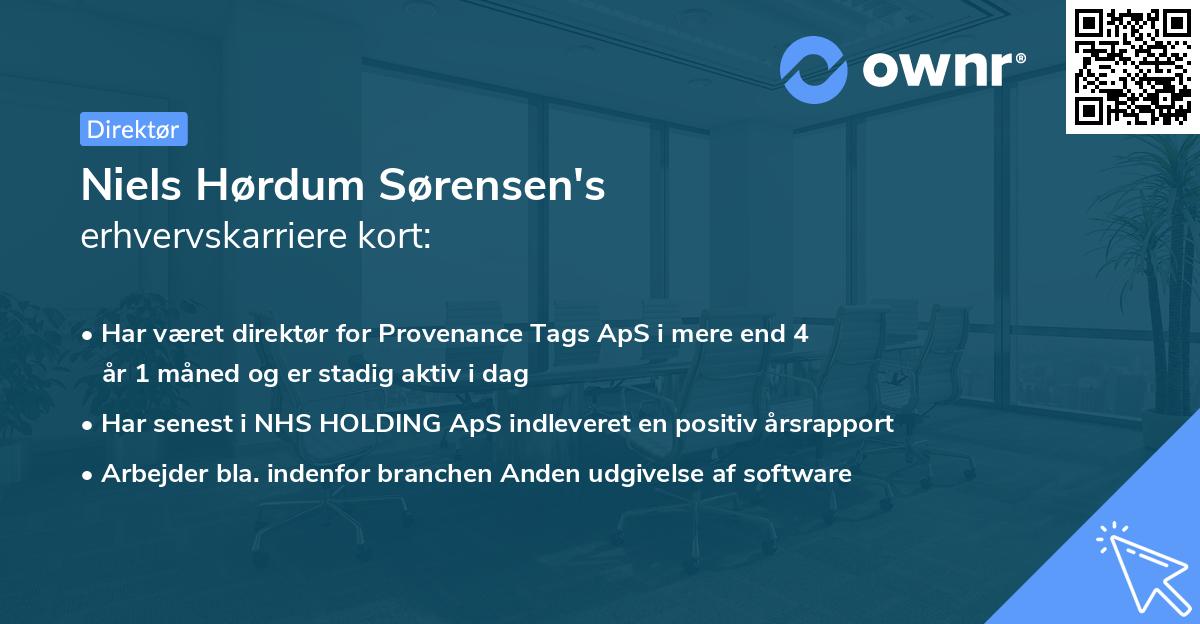 Niels Hørdum Sørensen's erhvervskarriere kort