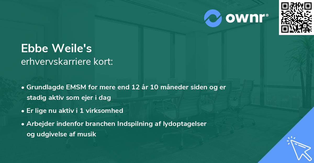 Ebbe Weile's erhvervskarriere kort