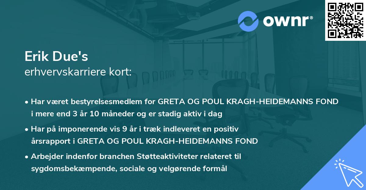 Erik Due's erhvervskarriere kort
