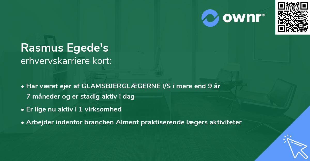 Rasmus Egede's erhvervskarriere kort