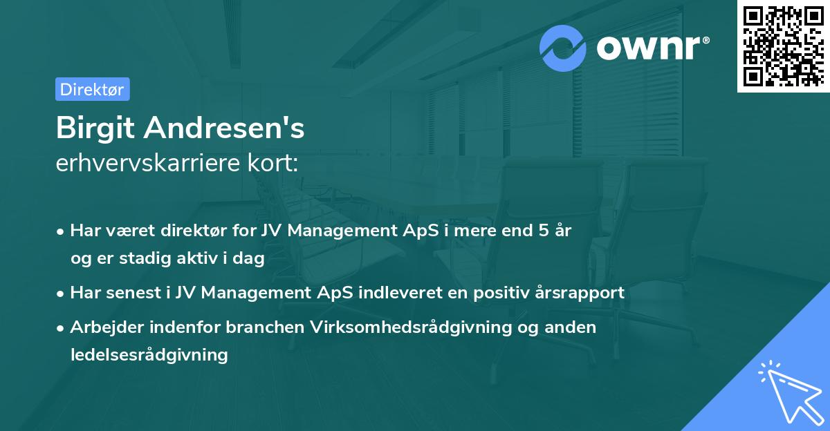 Birgit Andresen's erhvervskarriere kort