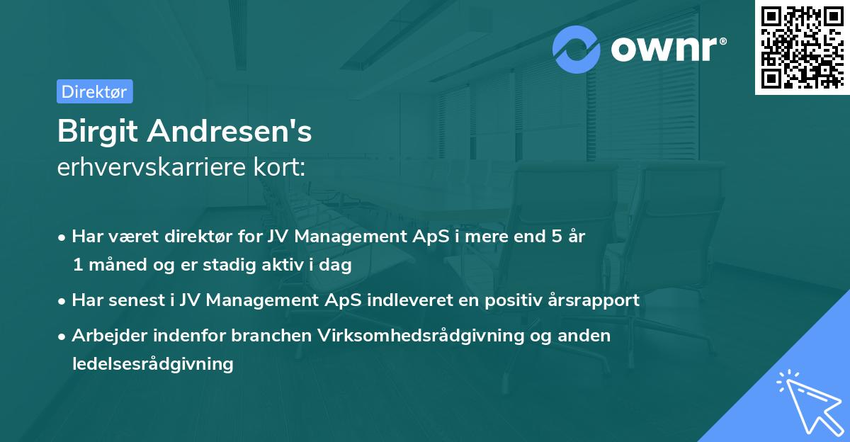 Birgit Andresen's erhvervskarriere kort