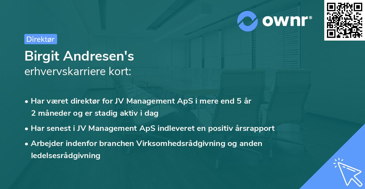 Birgit Andresen's erhvervskarriere kort