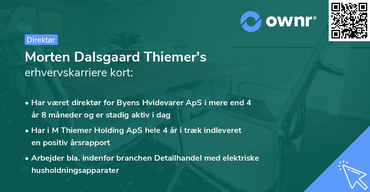Morten Dalsgaard Thiemer's erhvervskarriere kort