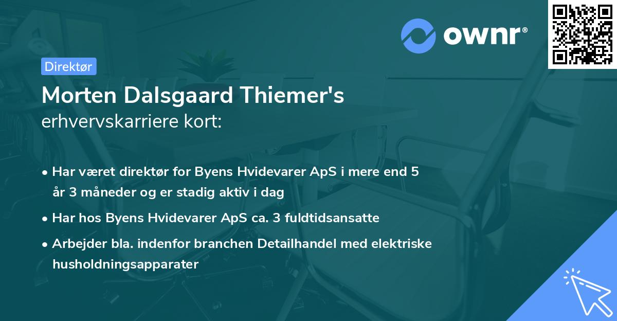 Morten Dalsgaard Thiemer's erhvervskarriere kort