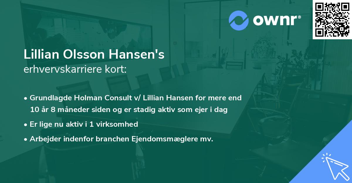 Lillian Olsson Hansen's erhvervskarriere kort