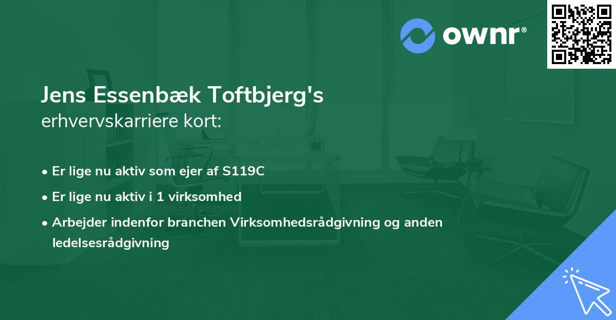 Jens Essenbæk Toftbjerg's erhvervskarriere kort