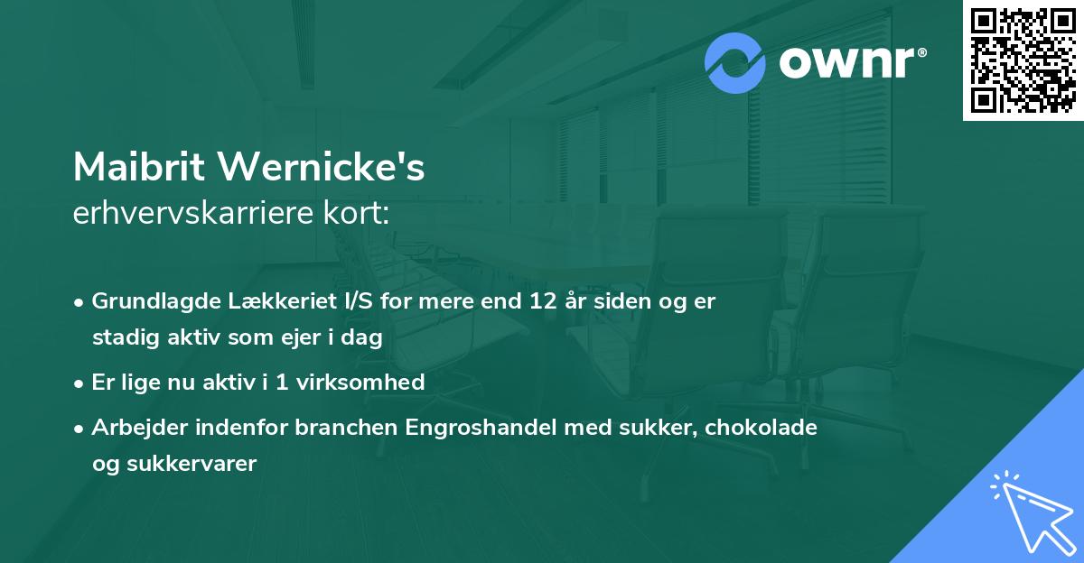 Maibrit Wernicke's erhvervskarriere kort