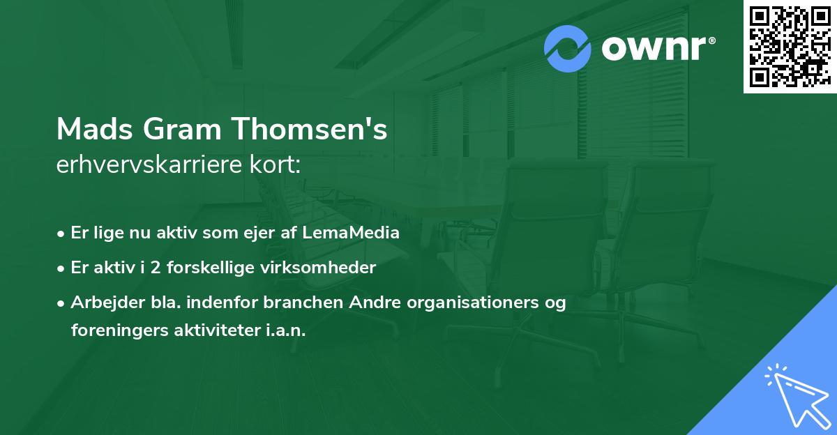 Mads Gram Thomsen's erhvervskarriere kort
