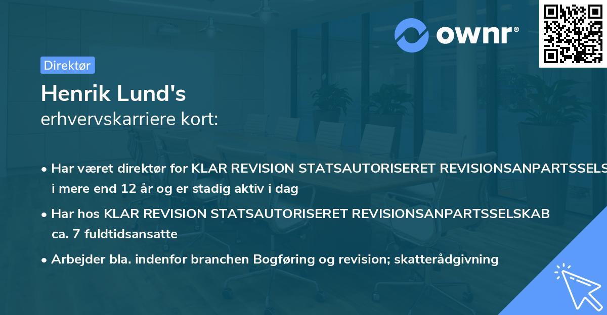 Henrik Lund's erhvervskarriere kort