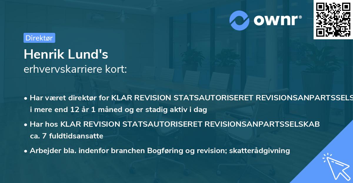 Henrik Lund's erhvervskarriere kort