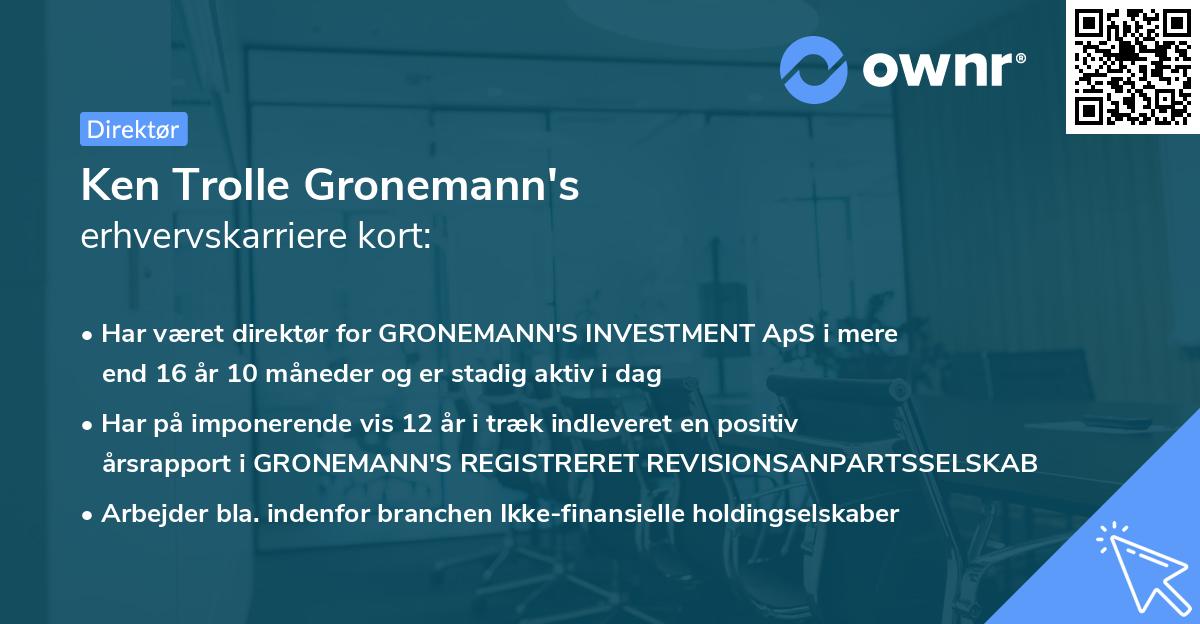Ken Trolle Gronemann's erhvervskarriere kort