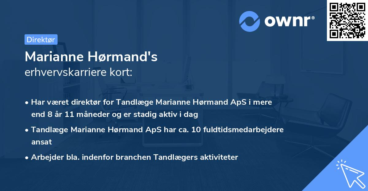 Marianne Hørmand's erhvervskarriere kort