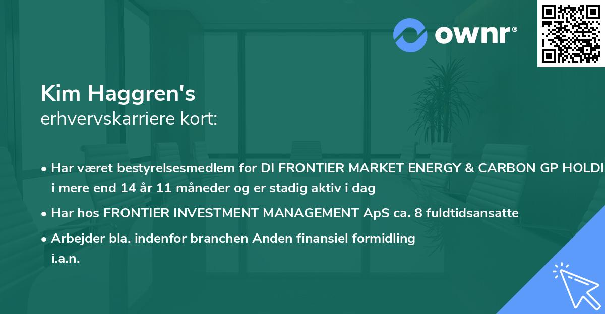 Kim Haggren's erhvervskarriere kort