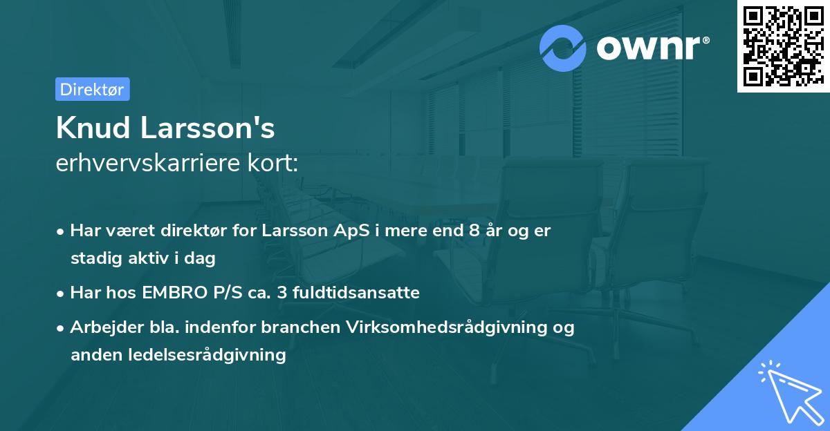 Knud Larsson's erhvervskarriere kort