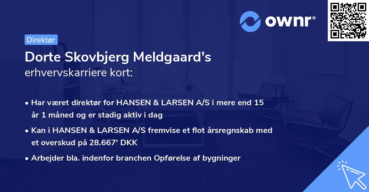Dorte Skovbjerg Meldgaard's erhvervskarriere kort