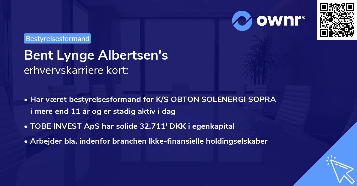 Bent Lynge Albertsen's erhvervskarriere kort