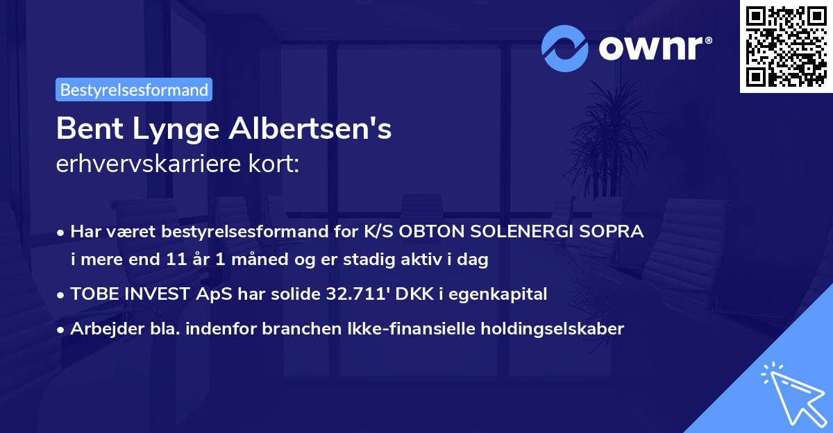 Bent Lynge Albertsen's erhvervskarriere kort