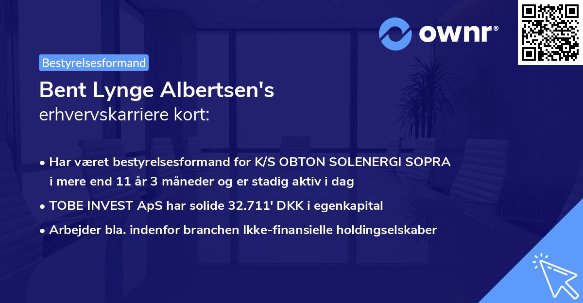 Bent Lynge Albertsen's erhvervskarriere kort