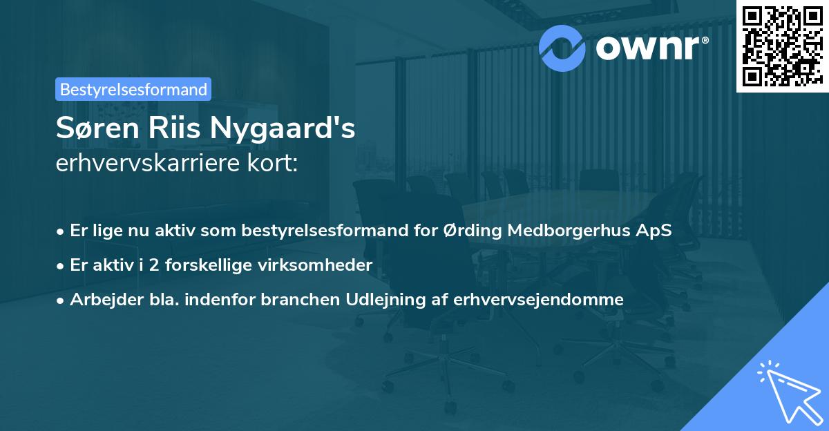 Søren Riis Nygaard's erhvervskarriere kort