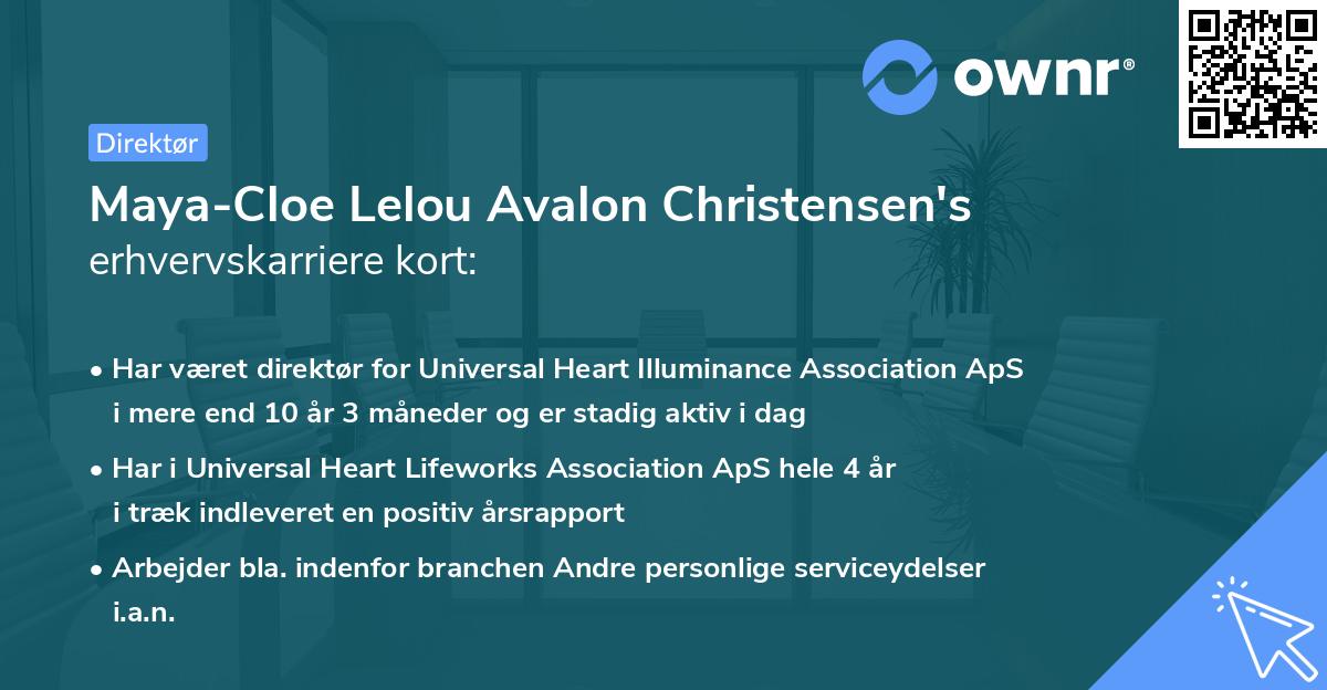 Maya-Cloe Lelou Avalon Christensen's erhvervskarriere kort