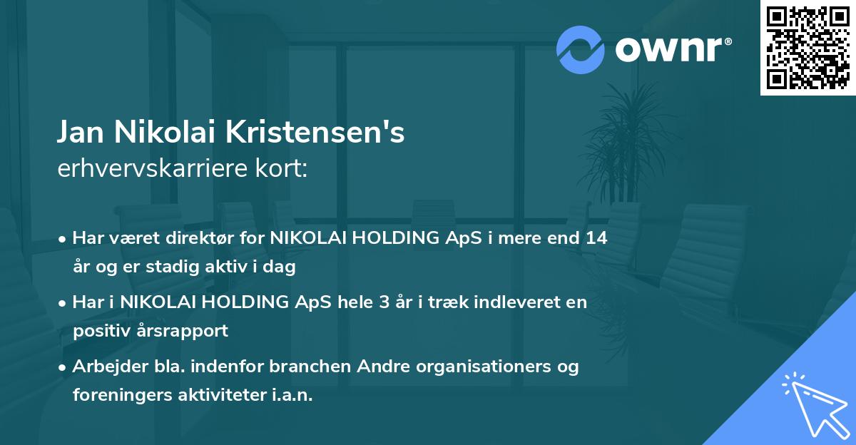 Jan Nikolai Kristensen's erhvervskarriere kort