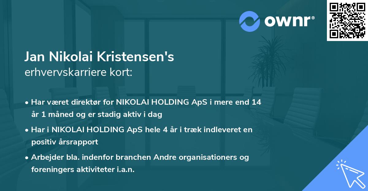 Jan Nikolai Kristensen's erhvervskarriere kort