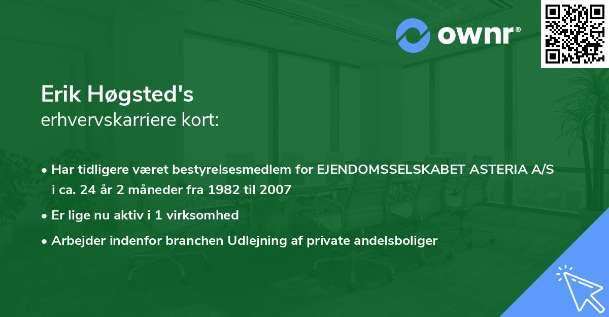 Erik Høgsted's erhvervskarriere kort