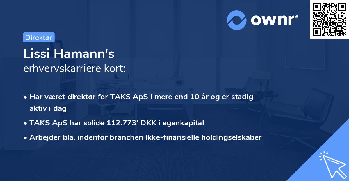 Lissi Hamann's erhvervskarriere kort