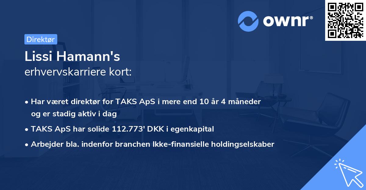 Lissi Hamann's erhvervskarriere kort