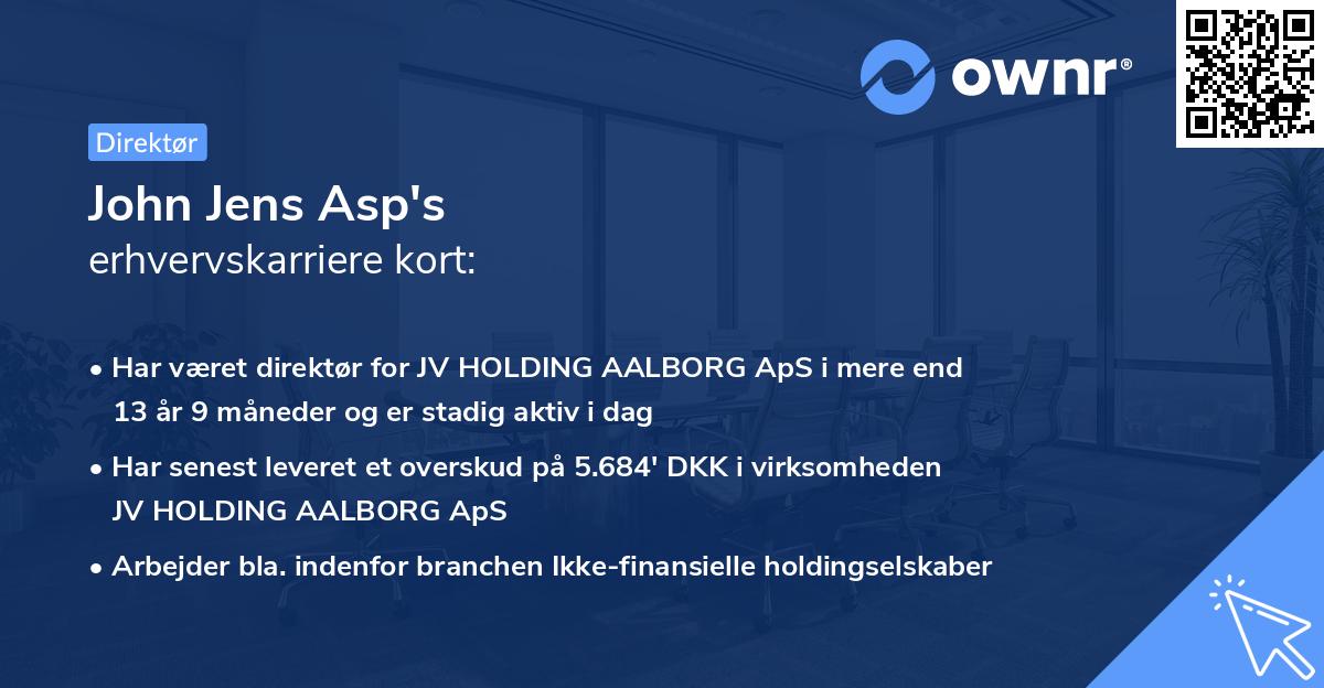 John Jens Asp's erhvervskarriere kort