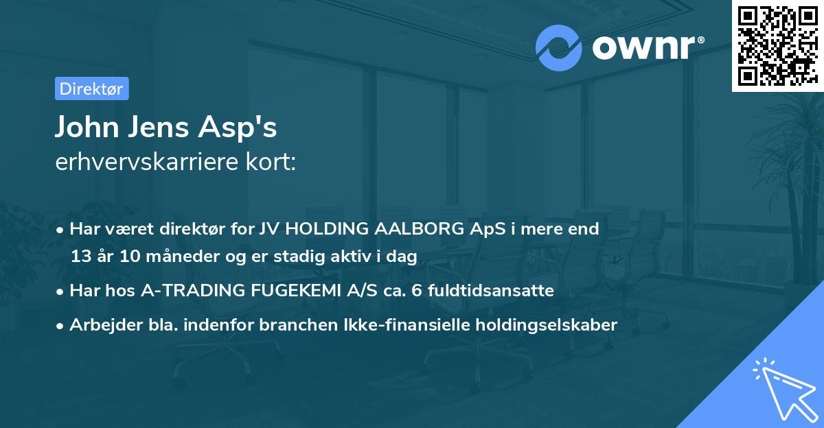 John Jens Asp's erhvervskarriere kort