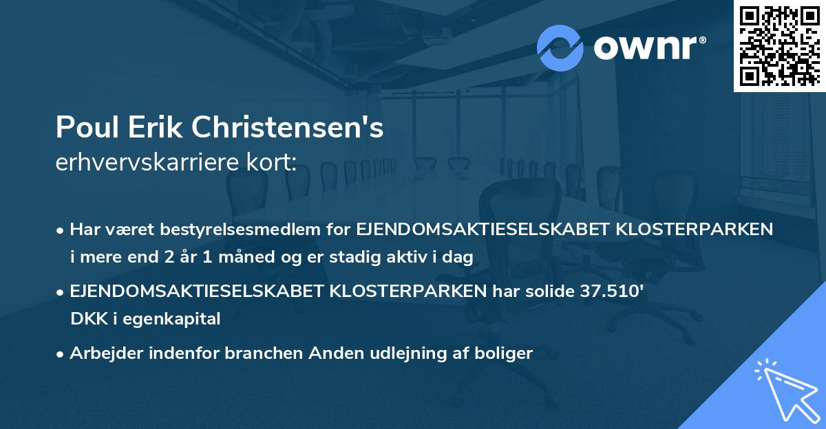 Poul Erik Christensen's erhvervskarriere kort