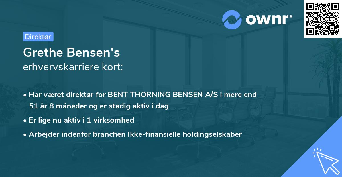 Grethe Bensen's erhvervskarriere kort