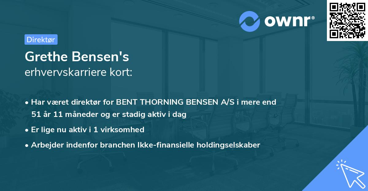 Grethe Bensen's erhvervskarriere kort
