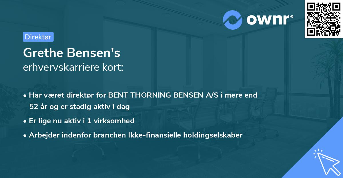 Grethe Bensen's erhvervskarriere kort